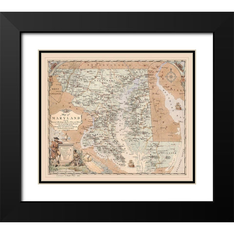 Maryland - Price 1794  Black Modern Wood Framed Art Print with Double Matting by Price
