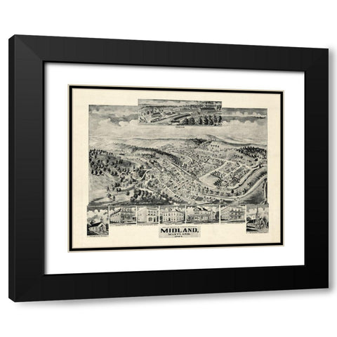 Midland Maryland - Fowler 1905  Black Modern Wood Framed Art Print with Double Matting by Fowler