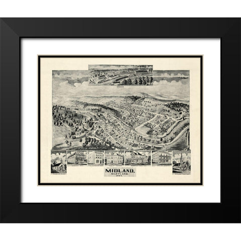 Midland Maryland - Fowler 1905  Black Modern Wood Framed Art Print with Double Matting by Fowler