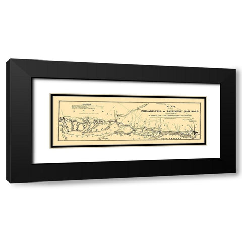 Philadelphia and Baltimore Railroad 1853 Black Modern Wood Framed Art Print with Double Matting by Trautwine