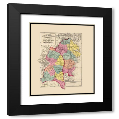 Prince George  Anne Arundel Maryland Black Modern Wood Framed Art Print with Double Matting by Martenet