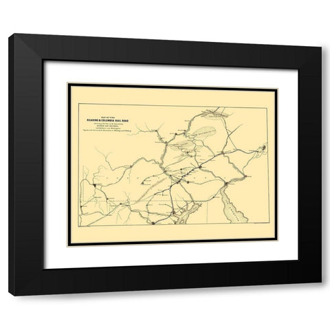 Reading and Columbia Railroad - Endicott 1850 Black Modern Wood Framed Art Print with Double Matting by Endicott