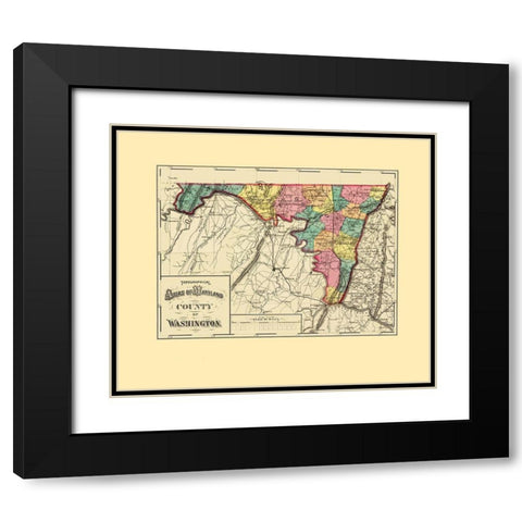 Washington Maryland - Martenet 1873 Black Modern Wood Framed Art Print with Double Matting by Martenet