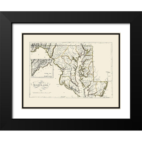 Maryland - Carey 1814 Black Modern Wood Framed Art Print with Double Matting by Carey
