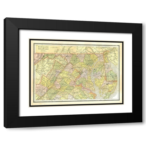 Maryland, Delaware - Cram 1886 Black Modern Wood Framed Art Print with Double Matting by Cram