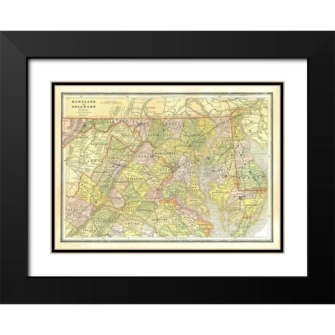Maryland, Delaware - Cram 1886 Black Modern Wood Framed Art Print with Double Matting by Cram