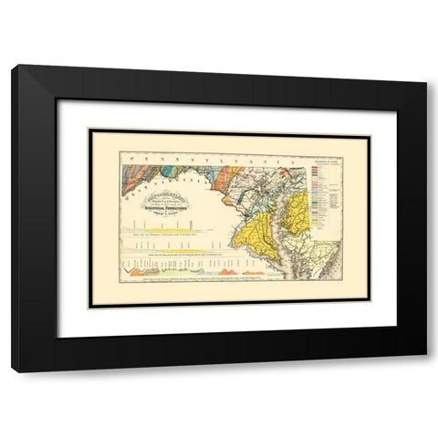 Maryland Maryland Geological - Tyson 1873 Black Modern Wood Framed Art Print with Double Matting by Tyson