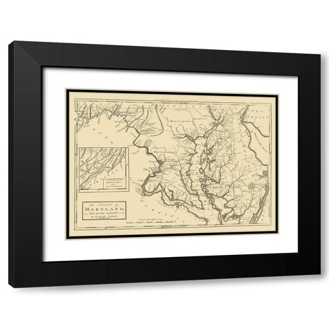 Maryland - Lewis 1795 Black Modern Wood Framed Art Print with Double Matting by Lewis