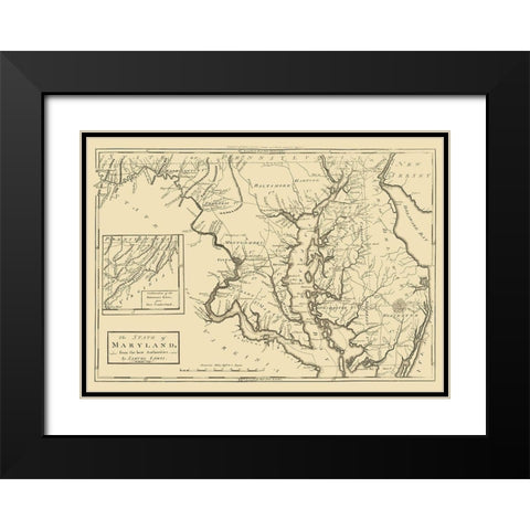 Maryland - Lewis 1795 Black Modern Wood Framed Art Print with Double Matting by Lewis