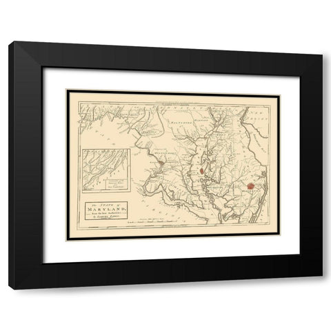 Maryland - Lewis 1796 Black Modern Wood Framed Art Print with Double Matting by Lewis