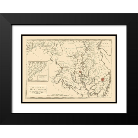 Maryland - Lewis 1796 Black Modern Wood Framed Art Print with Double Matting by Lewis