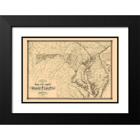Maryland - Lucas 1841 Black Modern Wood Framed Art Print with Double Matting by Lucas