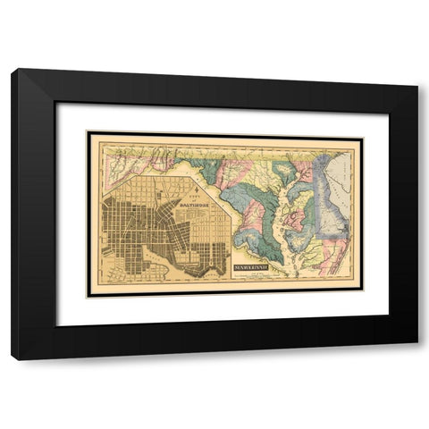 Maryland, Delaware - Lucas 1823 Black Modern Wood Framed Art Print with Double Matting by Lucas
