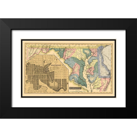Maryland, Delaware - Lucas 1823 Black Modern Wood Framed Art Print with Double Matting by Lucas
