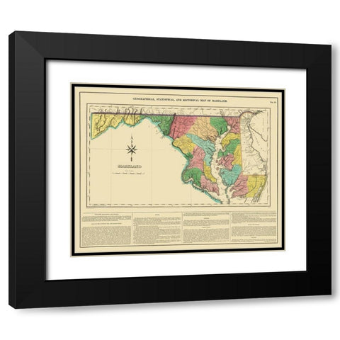 Maryland, Delaware, Pennsylvania, Virginia Black Modern Wood Framed Art Print with Double Matting by Carey