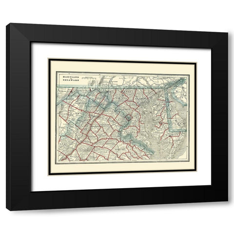 Maryland, Delaware - Rathbun 1893 Black Modern Wood Framed Art Print with Double Matting by Rathbun