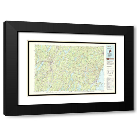 Augusta Maine Quad - USGS 1984 Black Modern Wood Framed Art Print with Double Matting by USGS