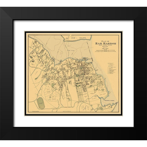 Bar Harbor Maine Landowner - Colby 1887 Black Modern Wood Framed Art Print with Double Matting by Colby