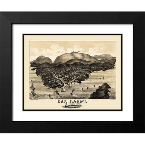 Bar Harbor Mt Desert Island Maine - Morris 1886 Black Modern Wood Framed Art Print with Double Matting by Morris