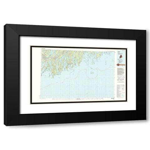 Bath Maine Quad - USGS 1985 Black Modern Wood Framed Art Print with Double Matting by USGS