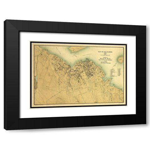 Bar Harbor Maine - Mears 1896  Black Modern Wood Framed Art Print with Double Matting by Mears