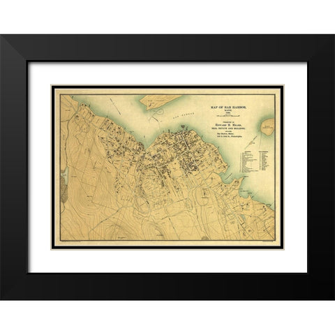 Bar Harbor Maine - Mears 1896  Black Modern Wood Framed Art Print with Double Matting by Mears