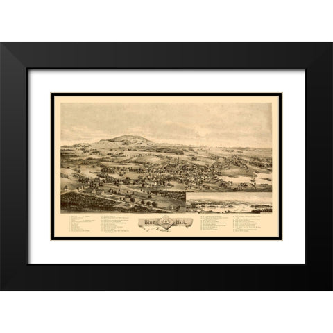 Blue Hill Maine -1896 Black Modern Wood Framed Art Print with Double Matting by Unknown