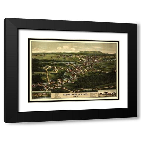 Bridgton Maine - Burleigh 1888  Black Modern Wood Framed Art Print with Double Matting by Burleigh