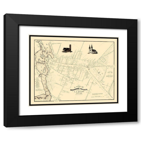 Brunswick Maine - Noyes 1846  Black Modern Wood Framed Art Print with Double Matting by Noyes
