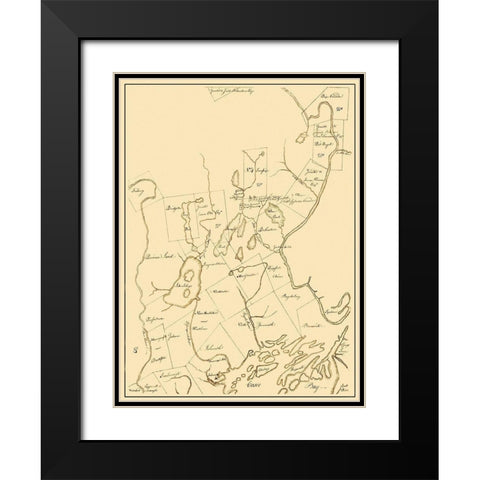 Cumberland Maine Landowner - Greenleaf 1771 Black Modern Wood Framed Art Print with Double Matting by Greenleaf
