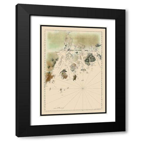 Maine Coast - Des Barres 1776 Black Modern Wood Framed Art Print with Double Matting by Des Barres