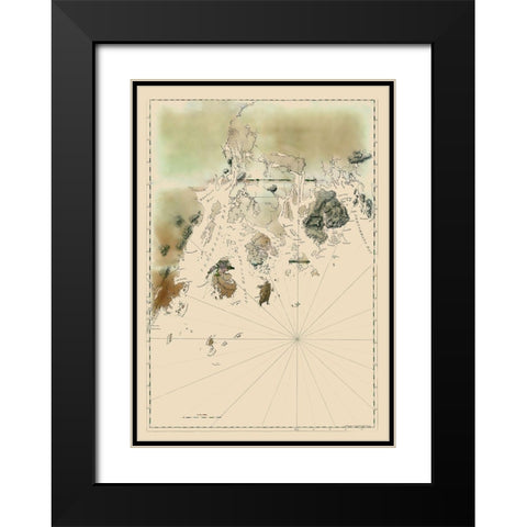 Maine Coast - Des Barres 1776 Black Modern Wood Framed Art Print with Double Matting by Des Barres