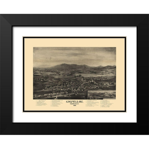 Kingfield Maine - Norris 1895  Black Modern Wood Framed Art Print with Double Matting by Norris