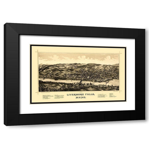 Livermore Falls Maine - Norris 1889  Black Modern Wood Framed Art Print with Double Matting by Norris