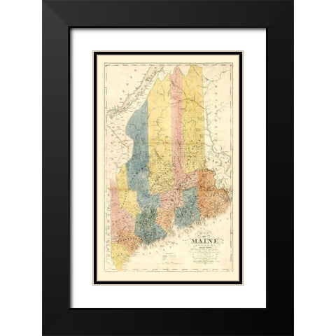 Maine - Colesworthy 1840  Black Modern Wood Framed Art Print with Double Matting by Colesworthy