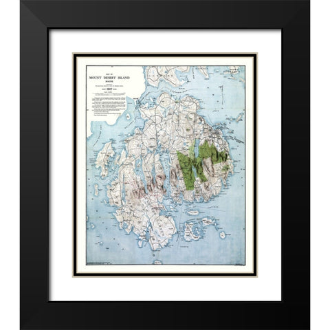 Mount Desert Island Maine - Bates 1917  Black Modern Wood Framed Art Print with Double Matting by Bates