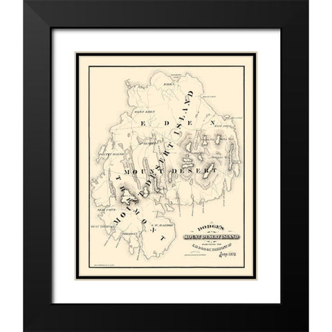 Mount Desert Island Maine - Dodge 1872  Black Modern Wood Framed Art Print with Double Matting by Dodge