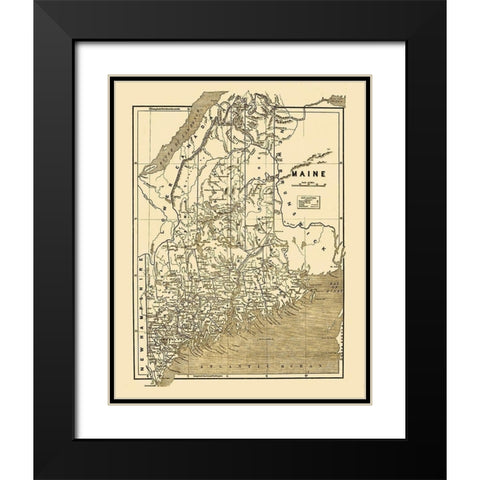 Maine - 1890 Black Modern Wood Framed Art Print with Double Matting by Unknown