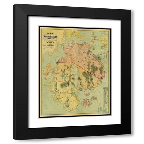 Mount Desert Island Maine Landowner - Colby 1887 Black Modern Wood Framed Art Print with Double Matting by Colby