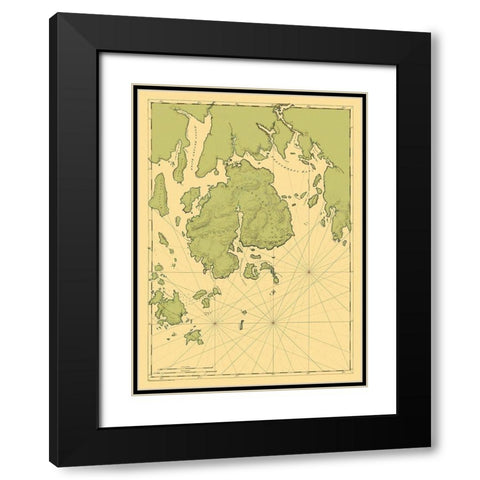 Mount Desert Island Maine - Des Barres 1776 Black Modern Wood Framed Art Print with Double Matting by Des Barres