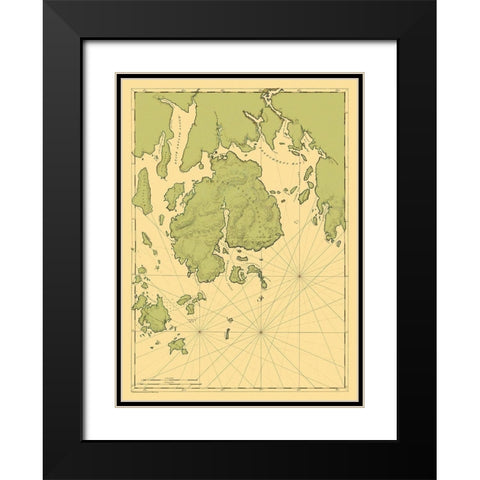 Mount Desert Island Maine - Des Barres 1776 Black Modern Wood Framed Art Print with Double Matting by Des Barres
