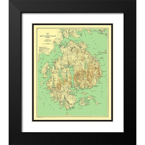 Mount Desert Island Maine - Rand McNally 1893 Black Modern Wood Framed Art Print with Double Matting by Rand McNally