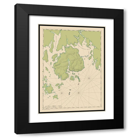 Mt Desert Island and Coast - Des Barres 1776 Black Modern Wood Framed Art Print with Double Matting by Des Barres