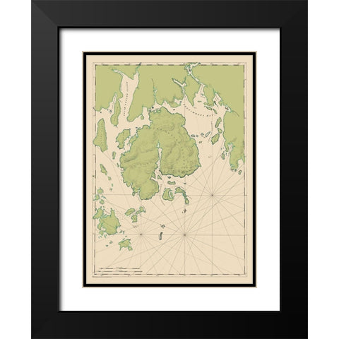 Mt Desert Island and Coast - Des Barres 1776 Black Modern Wood Framed Art Print with Double Matting by Des Barres