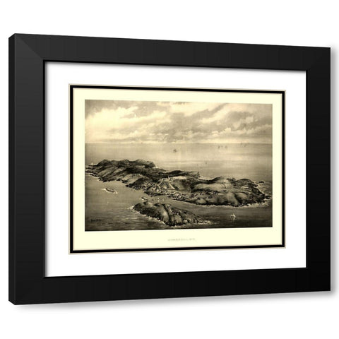 Monhegan Maine - Poole 1896  Black Modern Wood Framed Art Print with Double Matting by Poole