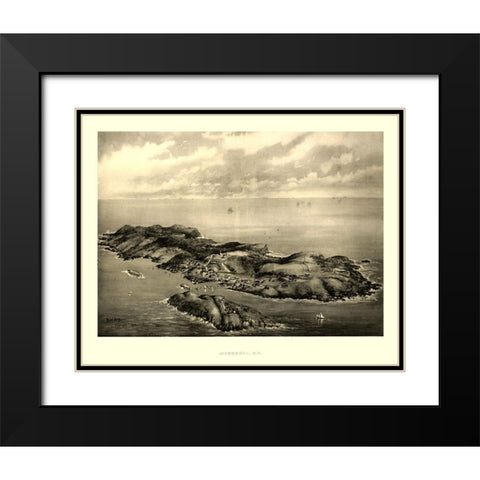 Monhegan Maine - Poole 1896  Black Modern Wood Framed Art Print with Double Matting by Poole