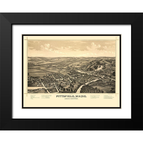 Pittsfield Maine - Norris 1889  Black Modern Wood Framed Art Print with Double Matting by Norris