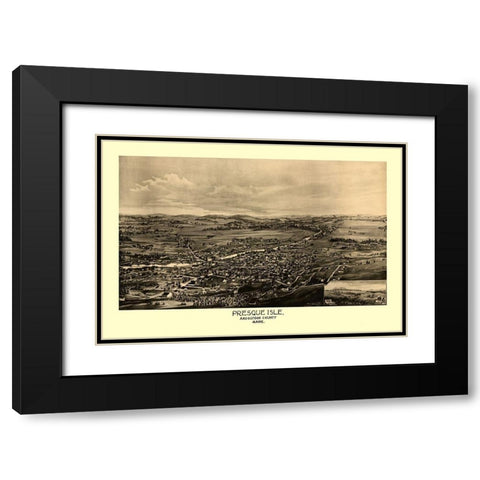 Presque Isle Maine - Norris 1894  Black Modern Wood Framed Art Print with Double Matting by Norris
