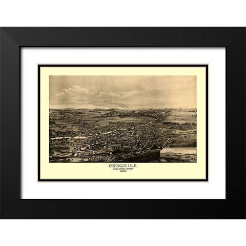 Presque Isle Maine - Norris 1894  Black Modern Wood Framed Art Print with Double Matting by Norris
