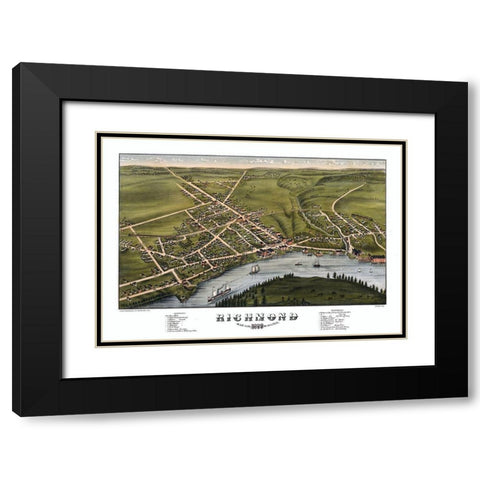 Richmond Maine - Bremner 1878  Black Modern Wood Framed Art Print with Double Matting by Brenner